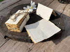 Wanderings Vintage Handmade Deckle Edge Folded Paper – Folded to 3.5"x2" – 150 GSM - 50-Pack – Textured Cotton Paper – Ideal for Place Cards, Blank Name Cards, Table Settings, Gift Tags, Love Notes