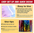 6 Pack Rainbow Foil Fringe Curtains Backdrop, 3.28 x 8.2 Ft Metallic Streamers Tinsel Curtains Background for Photo Booth, Birthday, Weddings, Carnivals, Graduation, Themed Party Decorations