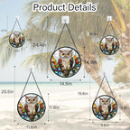 Stained Glass Window Hanging, Owl Colorful Leaves Birds Sun Catchers Diamond Glass Panel Hangings Suncatcher Decor for Birthday for Women, Men, Wife, Aunt, and Mom 14.9x14.9 in