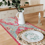 Snycler Table Runner Boho Table Runners Vintage Elegant Farmhouse Table Center Linen Decor for Home Dining Party Entrance (13x48 Inch) Boho-Pink