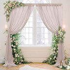 PARTISKY 10ftx7ft Taupe Chiffon Backdrop Curtains, Wrinkle-Free Sheer Fabric Photo Drapes for Wedding Ceremony Arch Birthday Baby Shower Photography Stage Decor 5ft x 7ft, 2 Panel