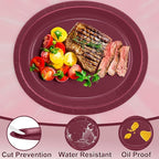 QZYL 50 Count Large Paper Plates, 12.2'' X 10.2'' Oval Wine Red Disposable Paper Plates Daily Dinner Plates Heavy Duty Paper Plates Party Decorations for Birthday Wedding Formal Dinner Holiday