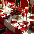 400PCS Pre Rolled Red Plastic Silverware Sets - Heavy Duty Red Cutlery - Include 100 Pack Wrapped Disposable Utensils with Napkins for Christmas Parties & Dinners & Weddings