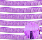 6 Pack 10 Ft Light Purple Foil Fringe Garland Metallic Streamers Tinsel Banner Wall Hanging Garland Backdrop for Parade Floats, Halloween, Christmas, Thanksgiving, New Year Party Decorations