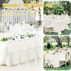 12 Pack 60 x 126 Inch Rectangle Tablecloth Ivory Polyester Tablecloth for 8 Ft Rectangle Tables, Washable Fabric Table Cloth for Wedding Dining Table Buffet Parties Camping