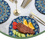 100 Count Boho Paper Plates (50×7"+ 50×9") – Disposable Plates for Party, Retro Bohemian Style Dessert Dinner Plate Set for Daily Use, Holiday, Wedding, Events