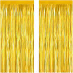 Gold Foil Fringe Curtain 3.3×8.3FT 2 Packs, Metallic Tinsel Curtains Party Streamers for Birthday Graduation Baby Shower Decoration (2pcs,3.3FT×8.3FT, Gold)