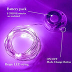 Twinkle Fairy Lights Battery Operated 3 Modes with Timer Firefly Lights 20 LED on 7.2 feet Silvery Copper Wire for DIY Wedding Party Christmas Halloween Centerpiece Decorations 15 Pack (Purple)