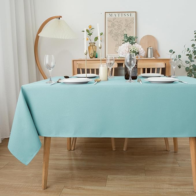 Biscaynebay Tablecloth for Rectangle Tables-60x84 Inch Aqua Blue Outdoor Picnic Table Cover-Rectangular Folding Table Cloths Water Resistant for Kitchen Camping Dining Room Patio Banquet Party