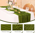 Velvet Table Runner 20 x 120 Inches 10ft Luxurious Thick Soft Velvet Christmas Thanksgiving Wedding Reception Table Runner for Party Reception Decorations(Olive Green, 1 Pack)