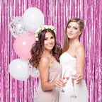 BTSD-home 10 Pack Pink Foil Fringe Curtain, Metallic Photo Booth Backdrop Tinsel Door Curtains for Wedding Birthday Bridal Shower Baby Shower Bachelorette Christmas Party Decorations(8ft x 3ft)