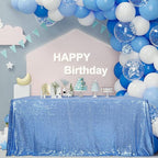SquarePie Sequin Tablecloth 90 x 156 Inch Baby Blue Sparkly Table Linen for Wedding Party