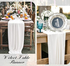 Velvet Table Runner 20 x 120 Inches 10ft Luxurious Thick Soft Velvet Christmas Thanksgiving Wedding Reception Table Runner for Party Reception Decorations(Ivory, 1 Pack)