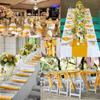 20 Pack Gold Satin Table Runner,12 x 108 inch Long Premium Smooth Gold Table Runners for Wedding, Banquets, Birthday, Party, Engagements,Table Runners fit Rectangle and Round Table