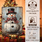 Vintage Christmas Metal Tin Sign Snowman Retro Wall Decor Christmas Tin Sign for Winter Outdoor 12x16Inch