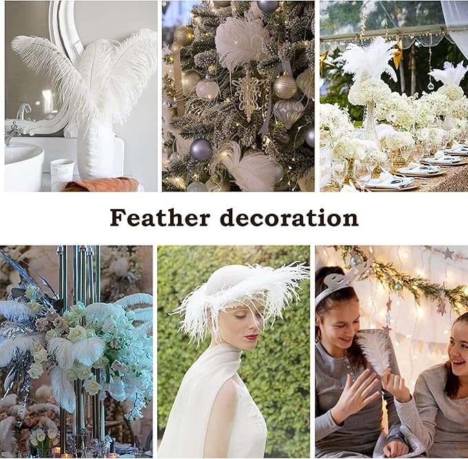 NEWONG 30pcs Light Blue Ostrich Feathers Natural Bulk 9-12in（23-30cm） Vase Craft Wedding Home Party Centerpieces Christmas Day Decoration