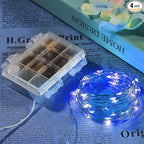 4 Pack 65.6 Ft. Battery Operated Outdoor String Lights with Remote & Timer, LED Blue Fairy Lights, Waterproof Twinkle Lights for Bedroom, Dorm, Mason Jar, Wedding, Party, Christmas