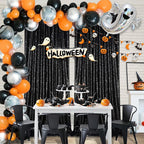 Black Sequin Backdrop 4 Panels 2FTx8FT Halloween Backdrop Curtains Party Backdrop Wedding Baby Shower Decoration