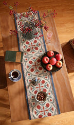 patdrea Designer Vintage Bright Farmhouse Linen Table Runner 71 Inch Long, Maroon Floral Pattern Table Mat, Decoration for Kitchen Dining Table Coffee Table Cabinet Banquet Christmas ,12"*71"