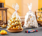 NPLUX 100 Pack Cellophane Bags Small Plastic Cookie Bag Clear Treat Bags with Twist Ties for Small Gift Party Favors, Bakery, Candy, Popcorn (6×10In)