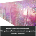 4 Pack Total 40 Feet Foil Fringe Garland Lilac Metallic Wall Hanging Drapes Tassel Skirting Tinsel Streamers for Parade Float Trailer Mardi Gras Party Birthday Wedding (Iridescent Purple)