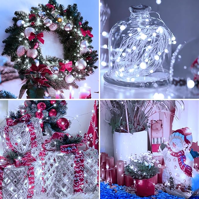 12 Pack Fairy Lights Battery Operated - 7ft 20 Led Twinkle Lights 3 Modes, Bulk Mini String Lights Waterproof for Mason Jars Vases DIY Party Wedding -Warm White & Cold White