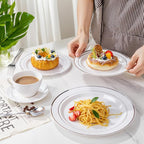 350Piece Silver Plastic Dinnerware Set for 50 Guests - Silver Plastic Plates with Cutlery Include:50Dinner Plates-50Dessert Plates-50Pre Rolled Napkins with Silverware for Christmas