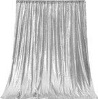 JYFLZQ Silver Sequin Backdrop Curtains 10ft x 10ft 1 Panel Glitter Photo Booth Backdrops Sparkly Photography Background Drapes for Parties Wedding Bridal Showers