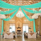 DUOBAO 5FTx20FT Mint Chiffon Ceiling Drapes | Elegant Wedding Backdrop | 6 Panels Sheer Curtains for Banquets, Graduations, and Proms