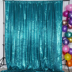 Poise3EHome 6Ft x 8Ft Teal Sequin Backdrop Curtain, Glitter Thick Satin Background Drapes, Opaque Sparkly Curtain, Sequin Backdrop for Xmas Thanksgiving Wedding Party Decor