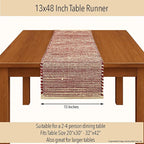 Chardin home Natural Jute Table Runner 13x48 Inch – Vintage Boho Rustic Table Decor – Handwoven Table Runner in Natural Jute and Red – Farmhouse Dining or Console Table Accent