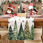 GEEORY Christmas Table Runner 13x72 Inch, Xmas Tees Snowflakes Holiday Decorative Farmhouse Table Decoration for Kitchen Dinning, Indoor Outdoor Dinner Party Decor (Light Green) GT166-72