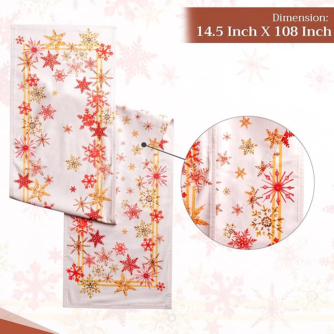 Maison d' Hermine Table Runner 100% Cotton Double Layer Table Runners 108 inches Long Decorative for Home Kitchen Dining Party Baby Shower Wedding Bridal Shower (Crystal Star, 14.50" x 108")