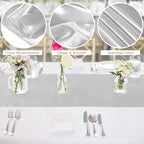 Aneco 12 Pack Satin Table Runner 12 x 108 Inch Light Silver Long Wedding Satin Silk Table Runner for Wedding Banquet Graduations Birthday Party Decoration