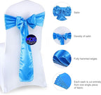 MDS Pack of 200 PCS Satin Chair Sashes Charmeuse Sateen Dining Chair Bows Ribbon Ties Back Sash for Wedding Party Birthday Home Hotel Restaurant Banquet Decoration (7 x 108 Inch, Blue)