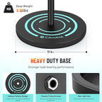 CAHAYA Microphone Stand Floor Universal - Metal Mic Stand with Weighted Round Heavy Base Mic Stands Adjustable Height with Phone Holder Mic Floor Stand with 2 Mic Clips and 3/8'' to 5/8'' Adapter