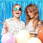 6 Pack Lake Blue Foil Fringe Curtain Backdrop, 3.28Ft x 8.2Ft Metallic Tinsel Foil Fringe Streamer Curtains for Photo Booth, Birthday, Wedding, New Year Party Decorations