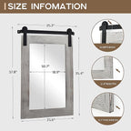 COGOOD Farmhouse Barn Door Mirror - 25 x 38 Rustic Bathroom Mirror for Living Room, Entryway, Vanity Wall Decor (Grey)