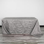 YOUR CHAIR COVERS - 90 x 156 inch Rectangular Crinkle Taffeta Tablecloth - Dark Silver/Platinum, Rectangle Table Linens for 8 ft Rectangular Tables, Wedding Crushed Table Cloth