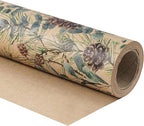 RUSPEPA 30" X 100' Kraft Christmas Wrapping Large Paper Roll, Jumbo Roll, Watercolor Pinecone and Eucalyptus Leaf Design, Kraft Gift Wrap for Christmas, Winter Holiday Party, Rustic Natural Theme