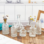 16 Pcs Flower Glass Bud Vases, Loose Transparent Flower Bud Vases, Mini Glass Vases, Small Vases, Family Wedding Table Decorations