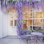 24 Pack Light Purple Wisteria Hanging Flowers Garland, 3.77 Feet Artificial Flower Vines, Fake Wisteria, Artificial Vines Hanging Garland for Backdrop Outdoor Yard Garden Decor