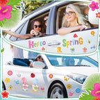 25 Pcs Hello Spring Magnet Car Decorations Colorful Waterproof Flowers Automotive Magnet Stickers Refrigerator Bee Butterfly Gnome Magnets Home Decor Party Supplies for Cars Office Whiteboard