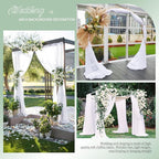 Wedding Arch Draping Fabric, 8 Panels 28" x 20ft White Sheer Chiffon Curtain Drapes for Wedding Drapes Sheer Backdrop Curtains