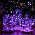 HXWEIYE 12 Pack LED Fairy Lights Battery Operated, 7ft 20LED Purple Mini String Mason Jar Lights, Waterproof Firefly Starry for Indoor Outdoor Halloween Thanksgiving