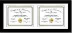 Creative Picture Frames 8X18Bk-W Black Horizontal Double Diploma Frame With 2 Opening White Matting | Holds 2-6X8-Inch Documents With Installed Wall Hanger