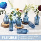 Mini Bud Vases As Wedding Centerpieces for Tables,Clear Bud Vases for Flowers,Small Flower Vases Suitable for Birthday Party,Anniversary,Wedding Reception,Baby Shower (Blue, 12PCS)