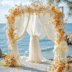 Wedding Arch Draping Fabric, 2 Panels 28" x 19Ft Ivory Wedding Arch Drapes Sheer Backdrop Curtain for Wedding Ceremony Party Ceiling Decor