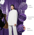 Purple Sequin Backdrop Curtain 2 Pieces 2FTx8FT Glitter Photography Backdrop for Party Wedding Birthday Christmas Decorations
