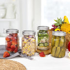 MirthMood Wide Mouth Mason Jars 32 oz with Lids, Canning Jars with Metal Airtight Lids, Quart Mason Jars for Fermenting, Pickling, Freezing, Preserving, Meal Prep, Jar Décor[2 Pack]